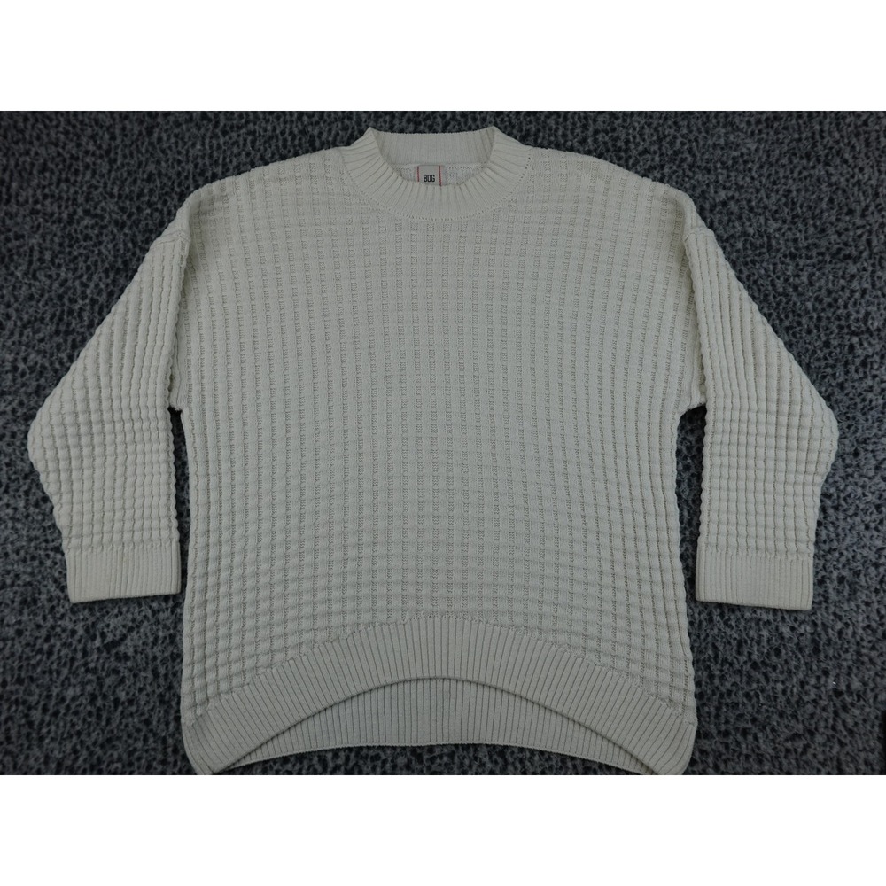 BDG Waffle Knit Sweater Womens XS Ivory Oversized High-Low Pullover